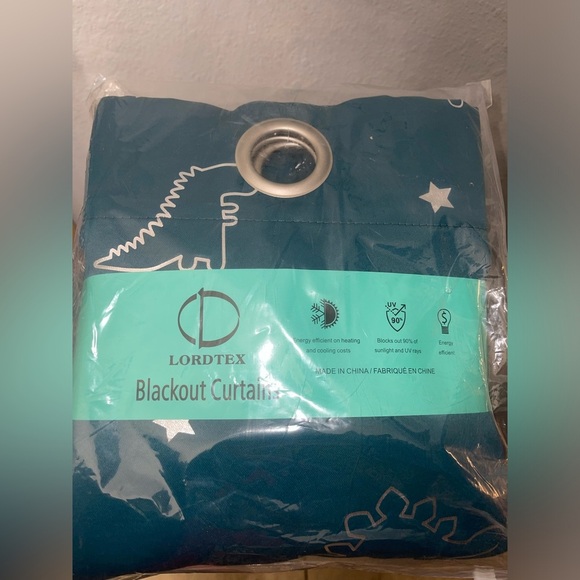 Lordtex Blue Blackout Curtains with Dinosaur Print - Picture 1 of 2